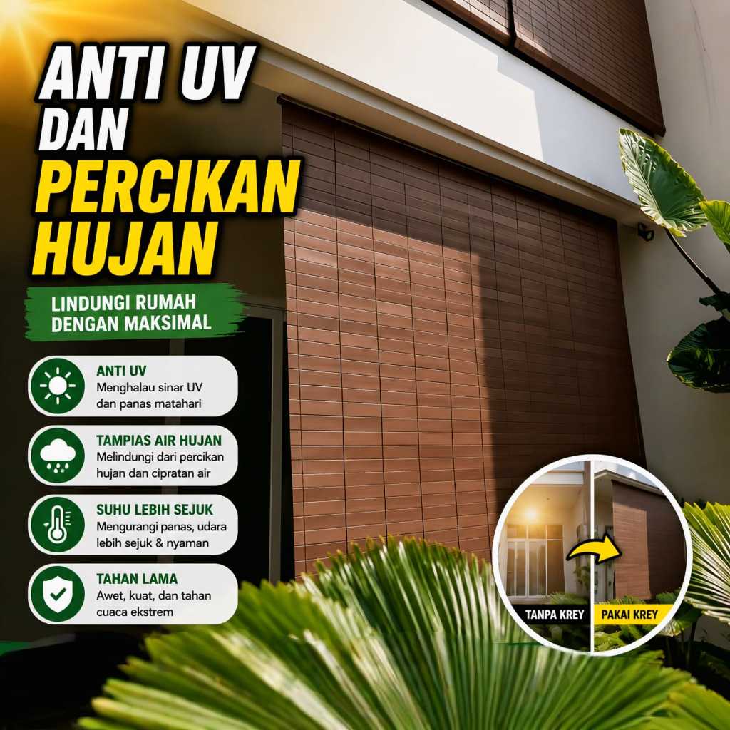 Krey PVC Outdoor Anti Panas UV Tirai Teras Balkon Custom Ukuran Premium