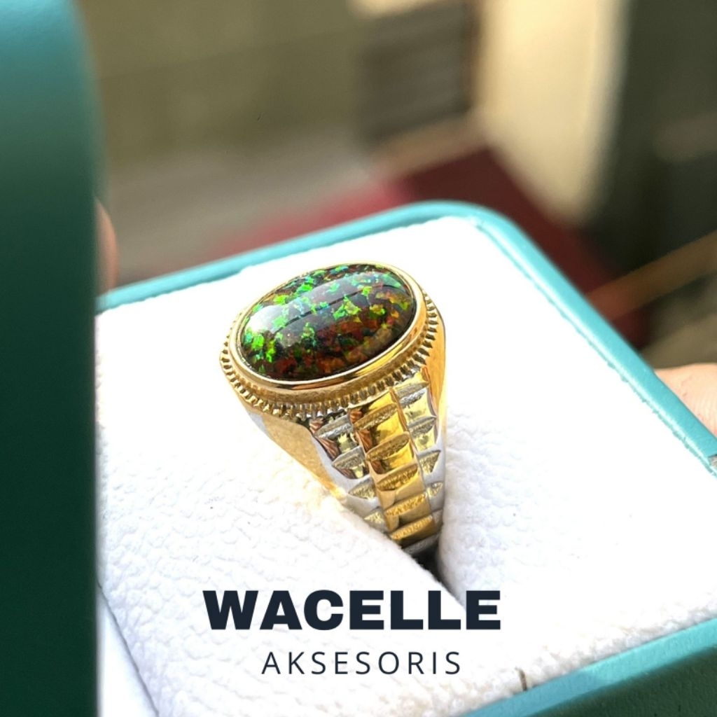 CINCIN BATU AKIK KALIMAYA BLACK OPAL MEWAH ELEGAN