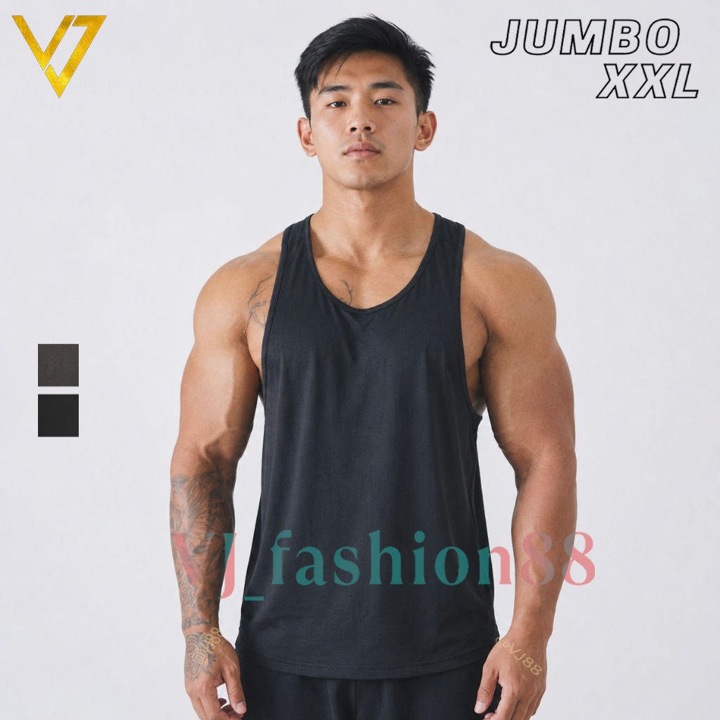 Singlet Tali Kecil XXL Jumbo, Tanktop Gym Olahraga Pria Racerback