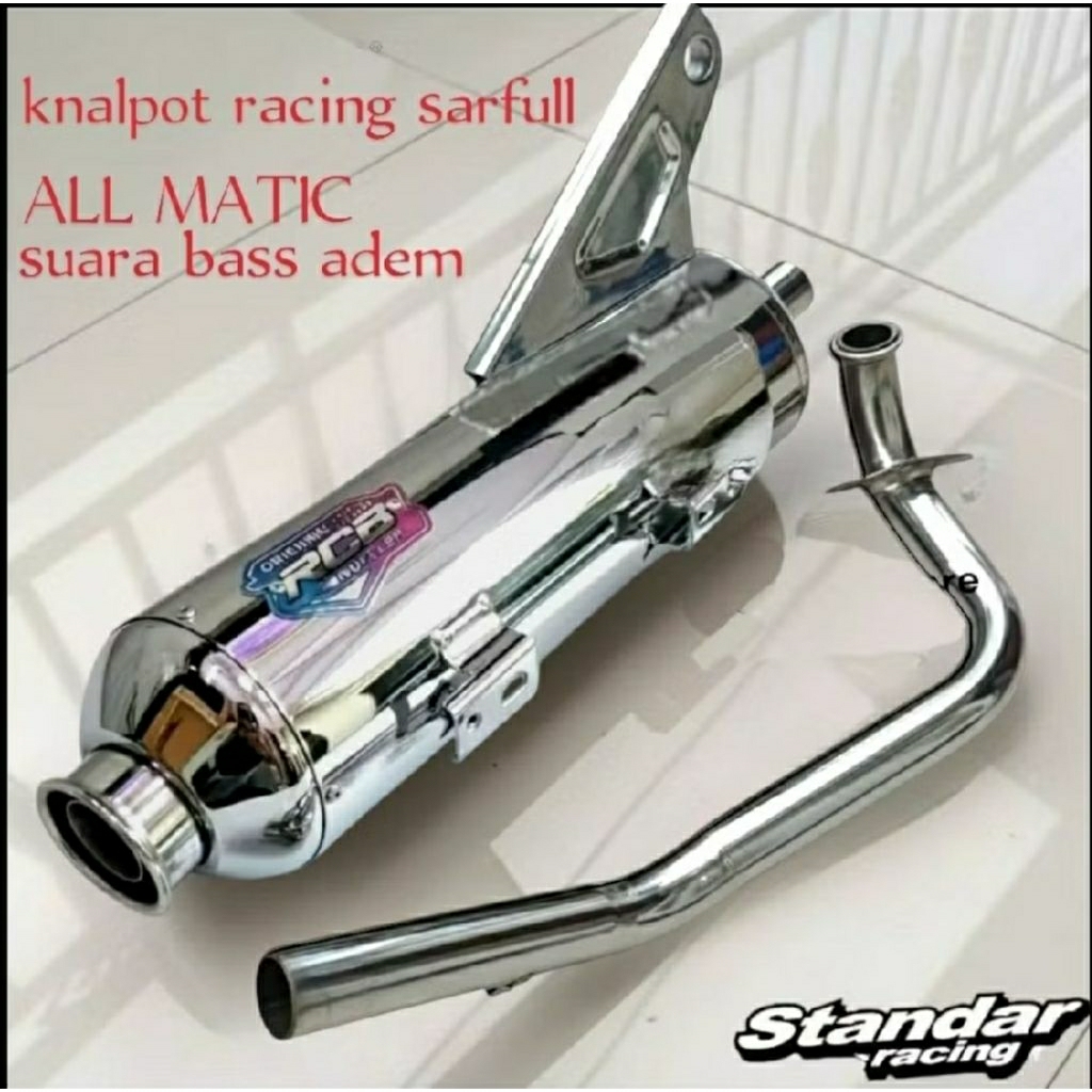 KNALPOT STANDAR RACING ORIGINAL RCB FULL CROOM BASS ADEM BEAT SCOOPY VARIO MIO GENIO FAZZIO