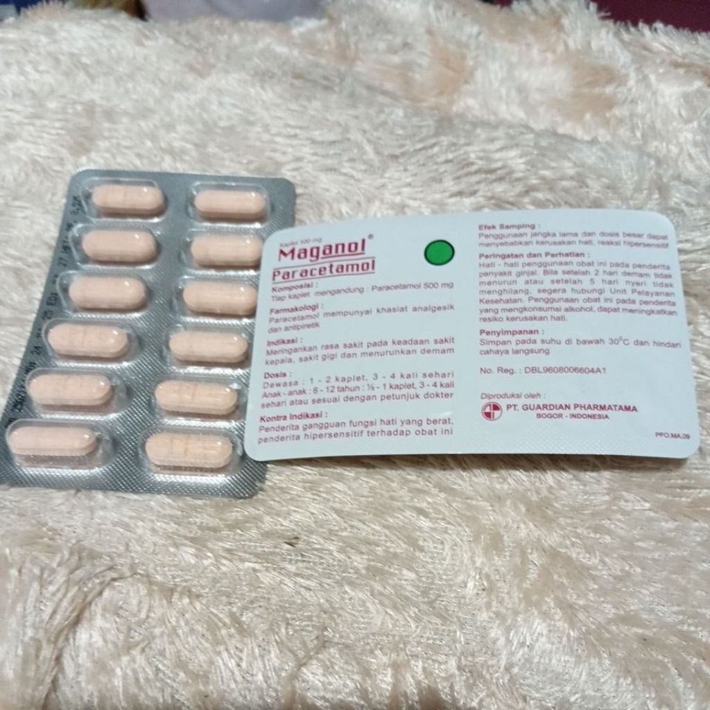 Maganol paracetamol 500mg kemasan strip 12 tablet
