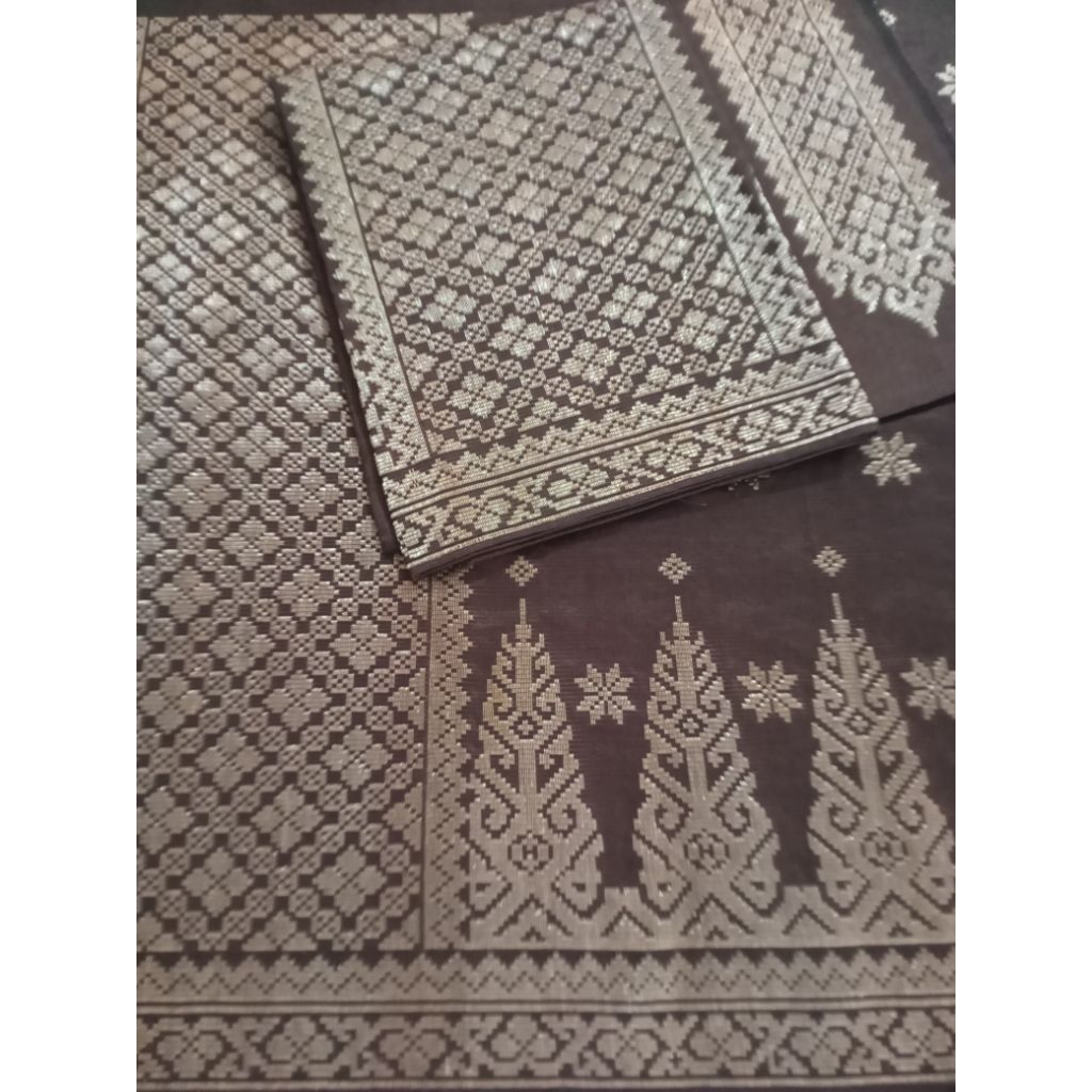 Kain Songket Melayu Riau | Tenun Siak Asli Katun Benang Emas Lallubhai | Fine Gold Thread