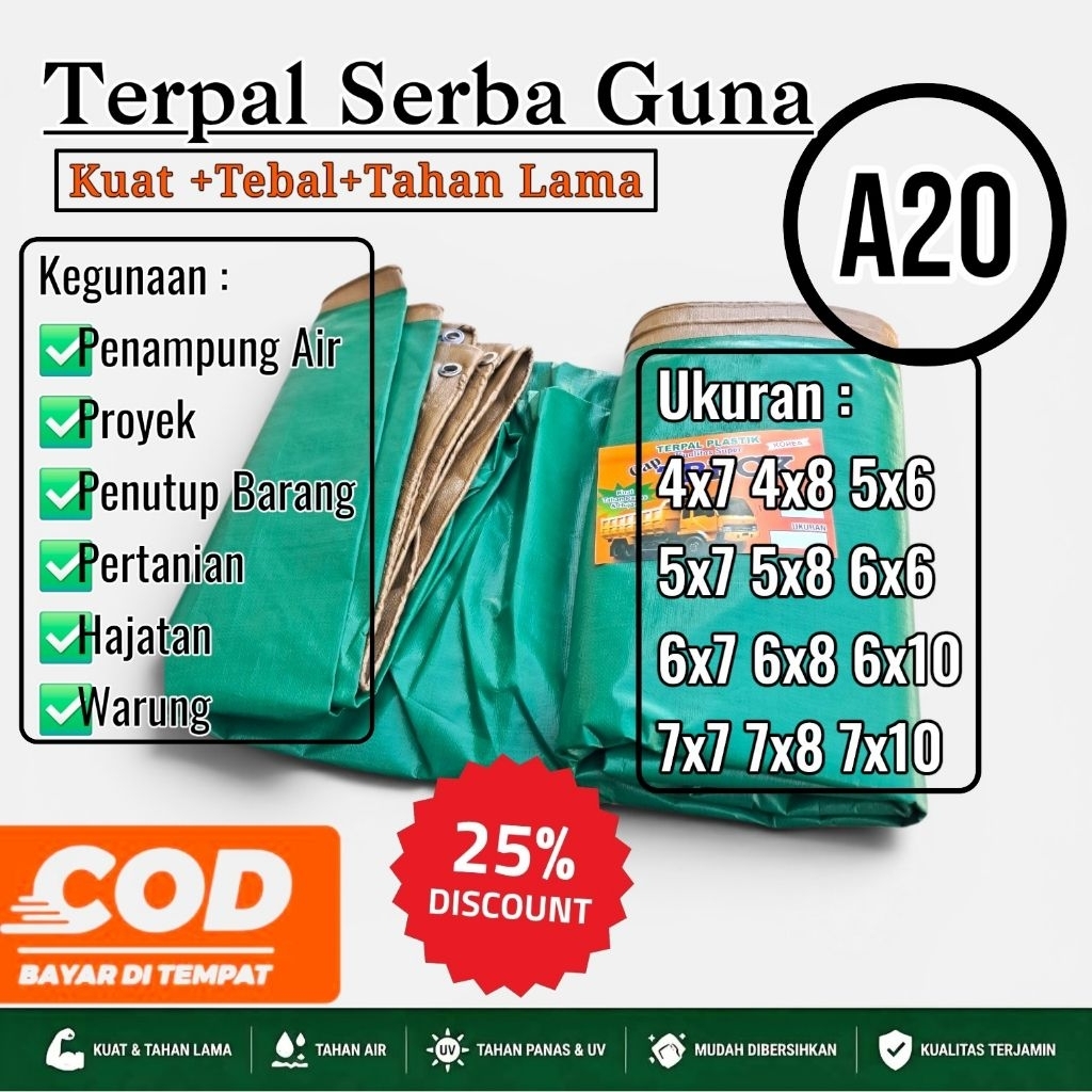 Terpal A20 Tebal Waterproof / Terpal Kolam Ikan & Penutup Truk
