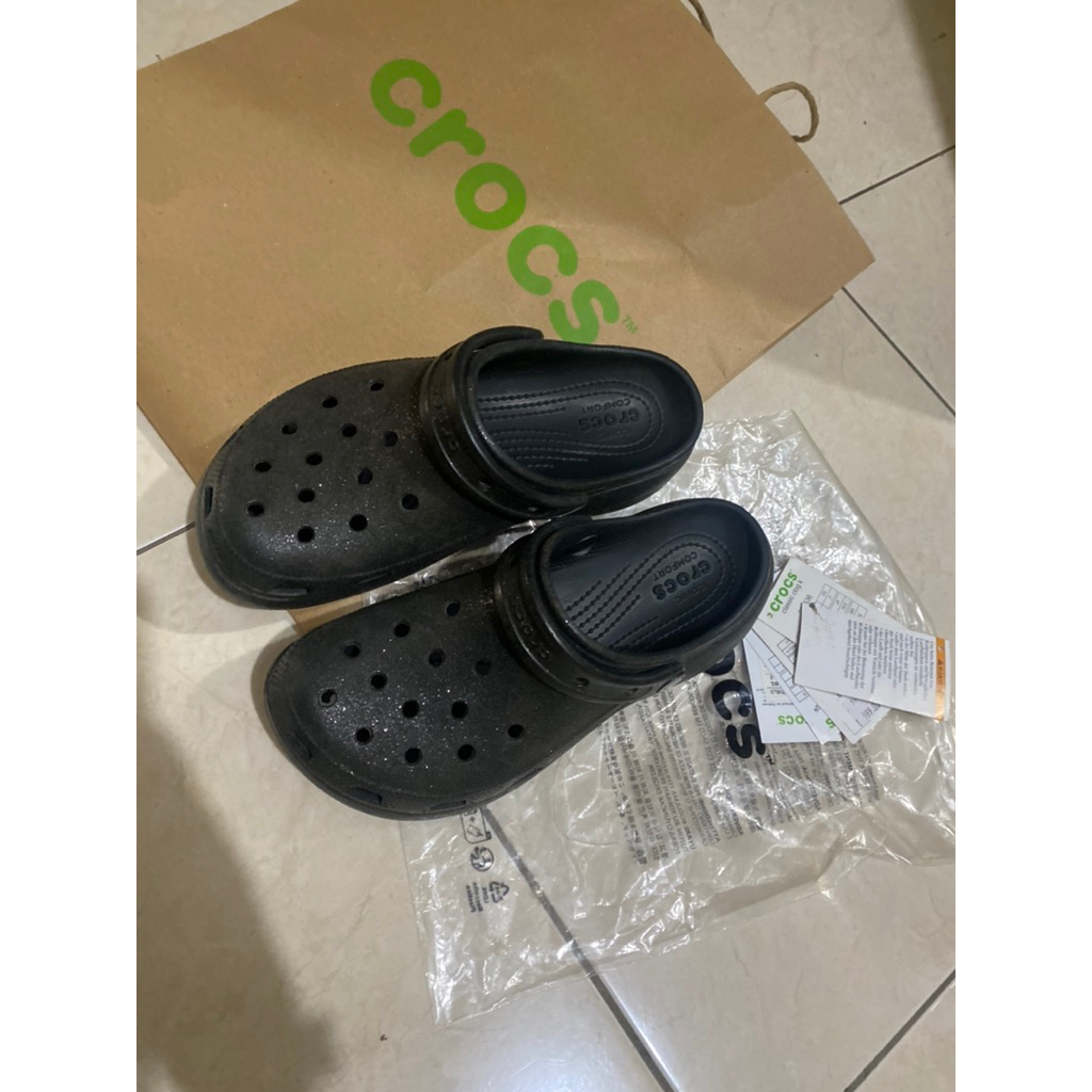 Preloved Crocs Classic Platform Glitter women clog size 37