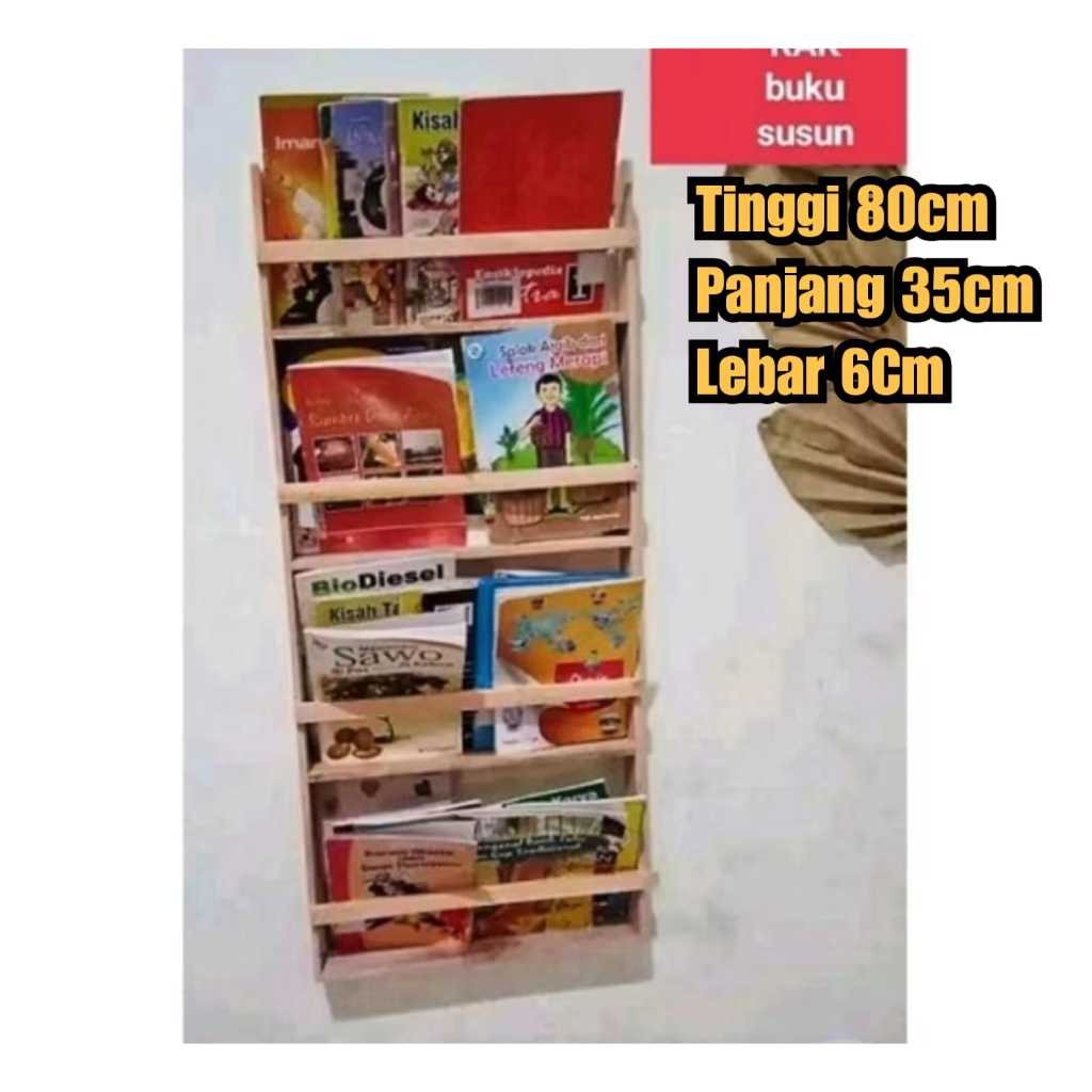 Rak Buku Dinding Tempel Minimalis Aesthetic Tempat Penyimpanan Buku