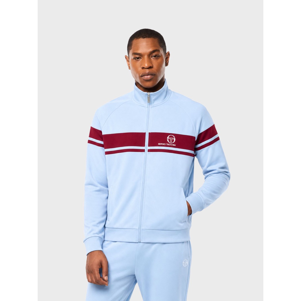 Sergio Tacchini Damarino Tracktop Jacket In Airy Blue / Burgundy