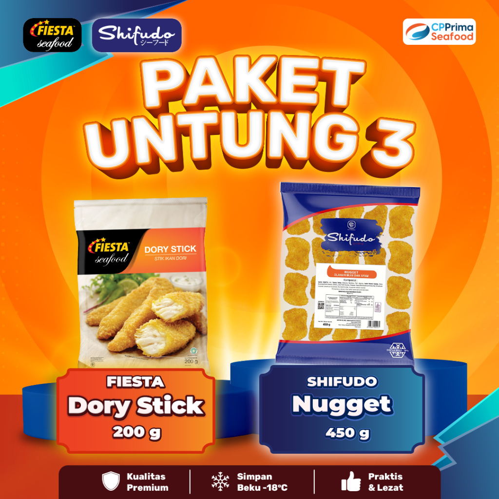 Paket Untung 3 : Fiesta Dory Stick 200gr & Shifudo Nugget 450gr / Paket Seafood Hemat