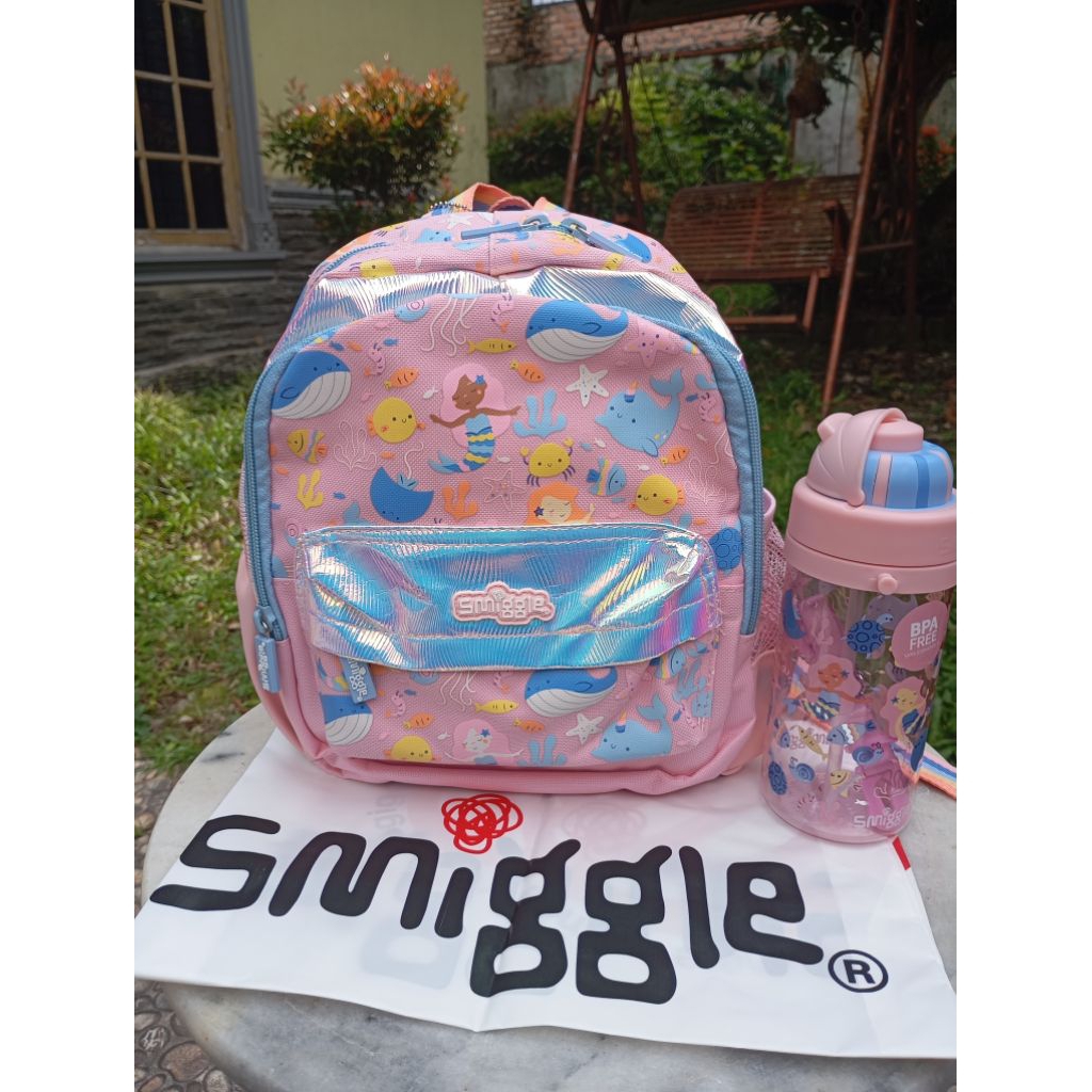 tas smiggle anak paud/TK  set botol mermaid
