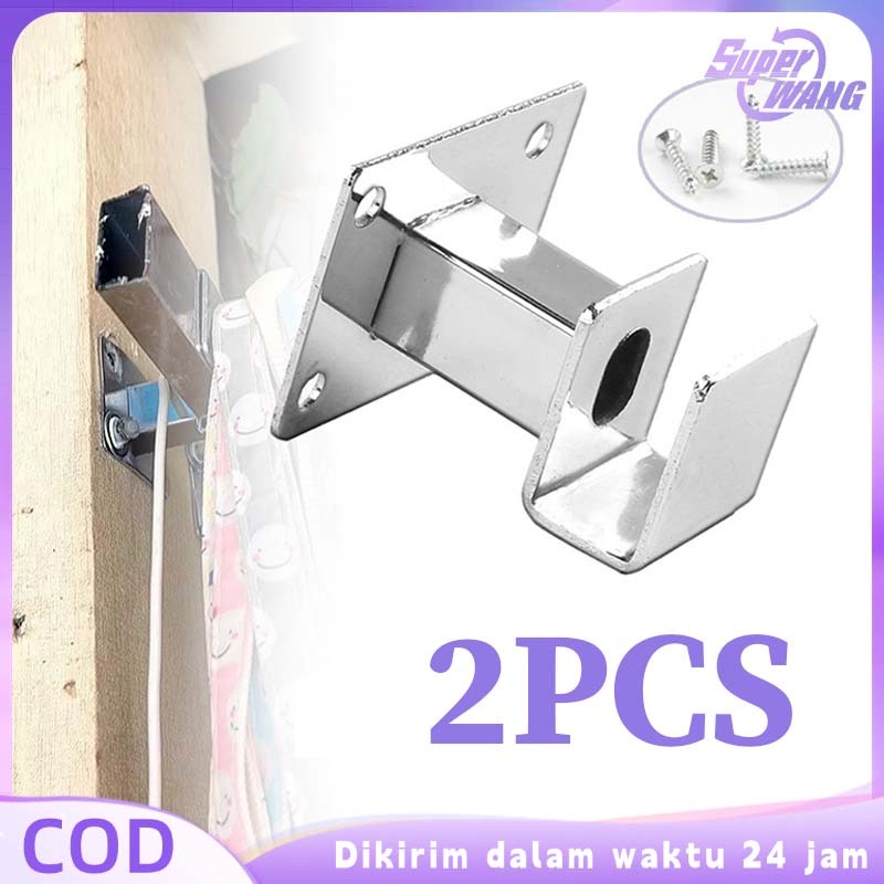 Isi 2pcs Braket Besi Kotak Pipa Kotak Bracket Untuk Dinding Bracket Pipa Persegi Stabil Bracket Pipa