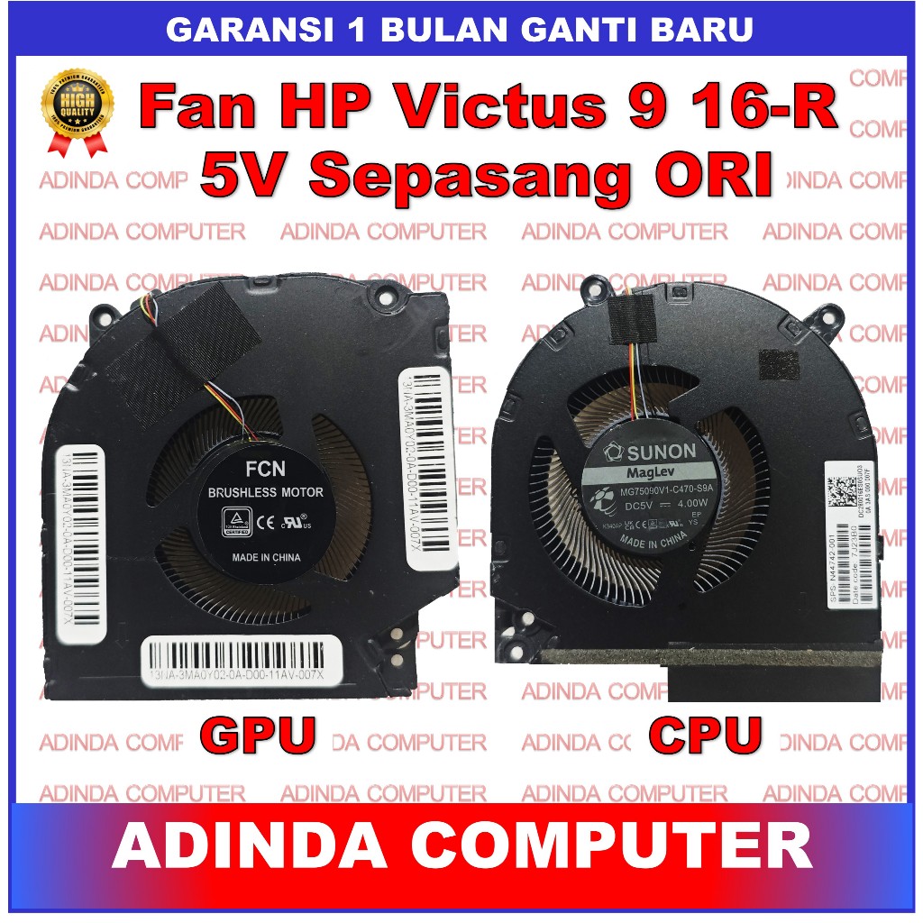 Fan HP Victus 9 16-R 16-R0073CL 16-R0082TX 16-R1005TX TPN-C169 N44738-001 16-S 16-s0001AX 16-s00057A