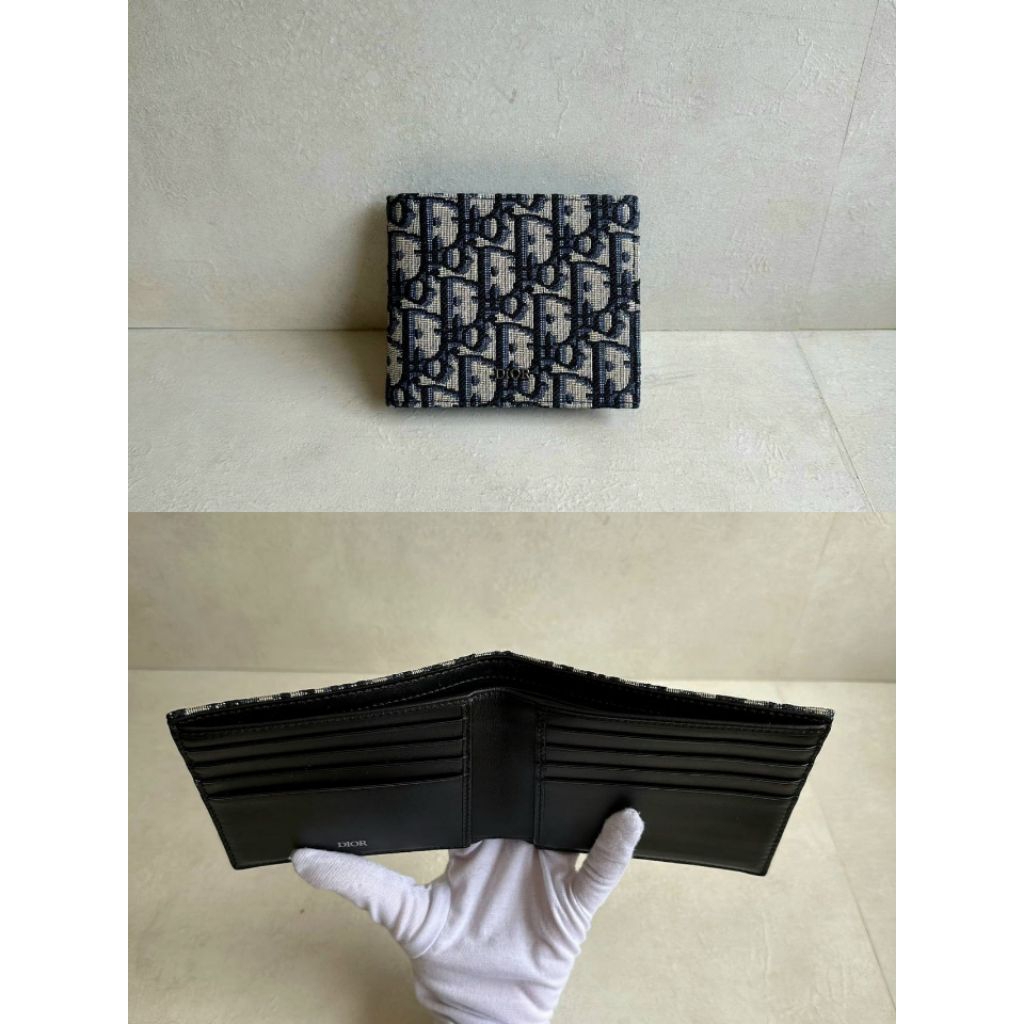Dior Bifold Oblique Navy Jacquard Wallet Man