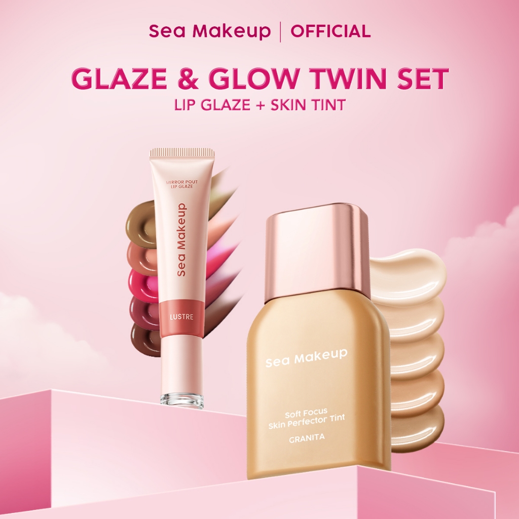 [NEW LAUNCH] Sea Makeup Glaze & Glow Twin Set 2in1 Lip Glaze + Skin Tint – Glass Lips Glossy Plump L