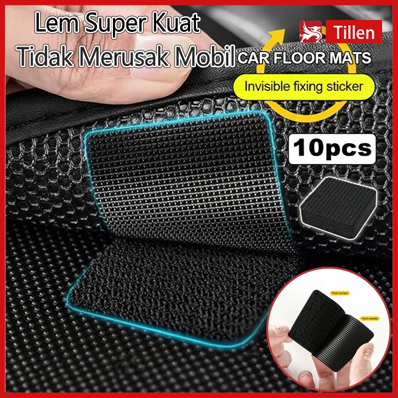 10 Set Velcro Perekat Karpet Mobil Super Kuat Anti Slip Tanpa Merusak Mobil Serbaguna