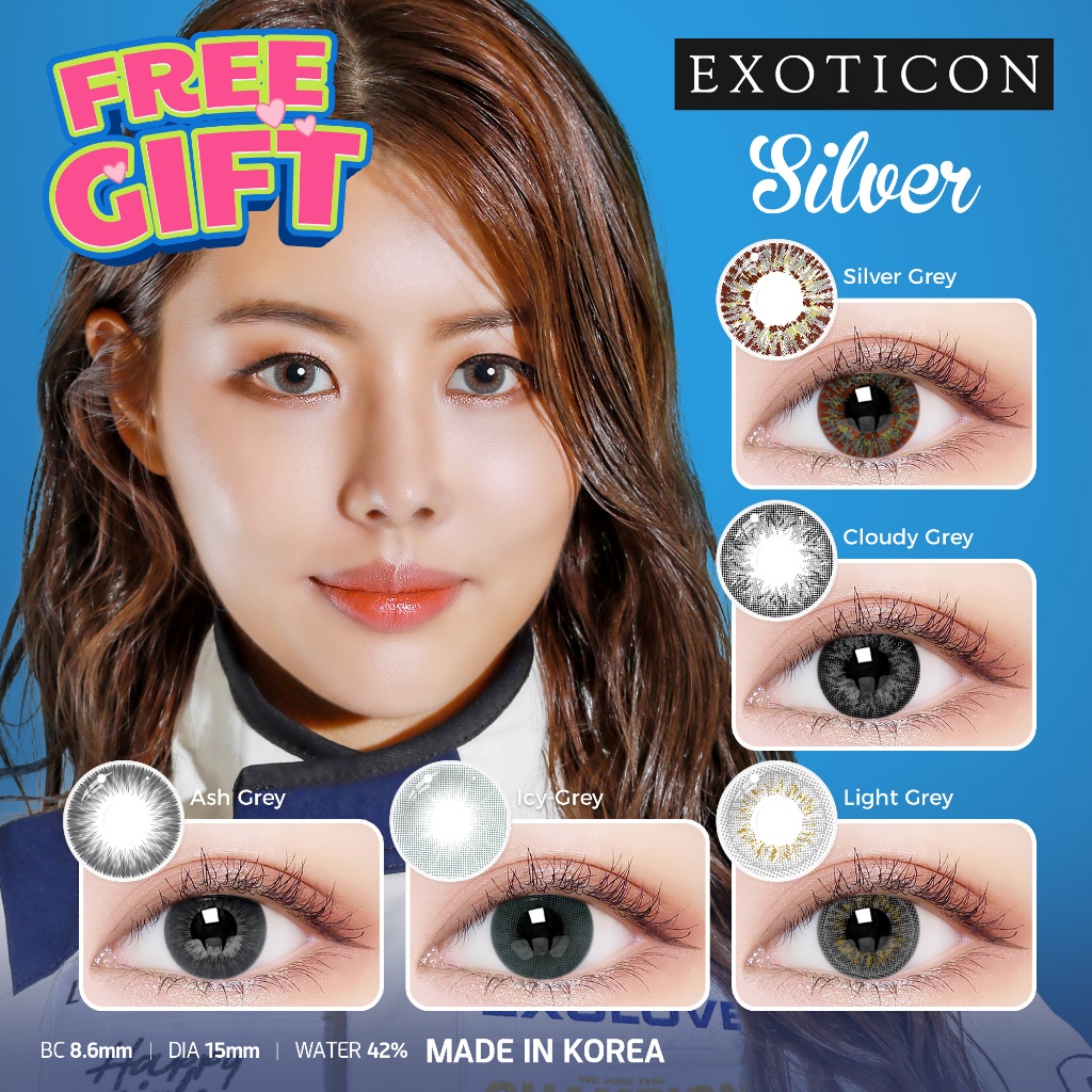 Exoticon Softlens Ice Silver Series Grey | Cloudy Grey | Light Grey | Icy Grey | Ash Grey