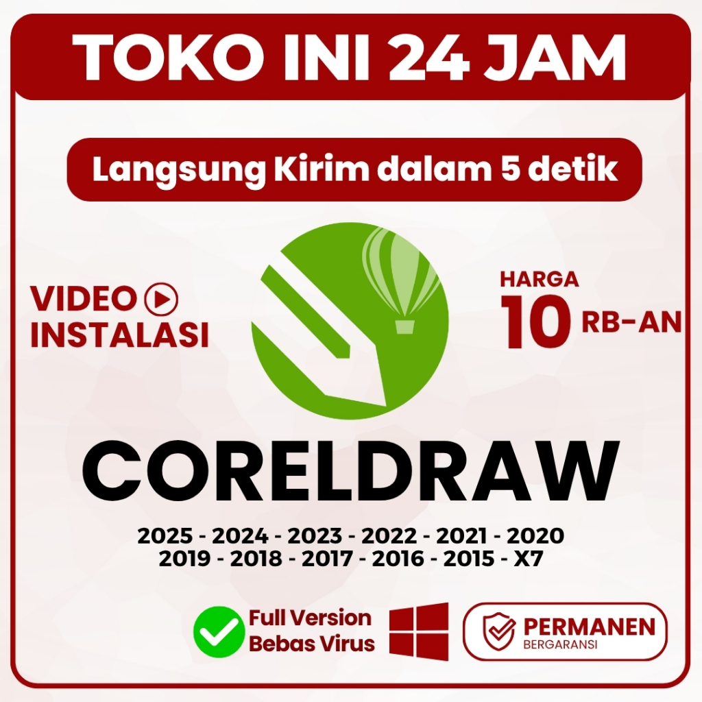 CorelDRAW 2025 - X7 Full Version GARANSI for Windows | Versi 2026 / 2025 / 2024 / 2023 / 2022 / 2021