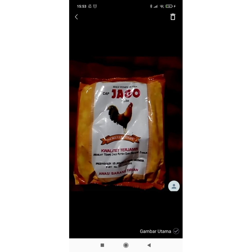 RAGI TEMPE KUALITAS TERBAIK CAP AYAM JAGO ORIGINAL KUALITAS TERJAMIN READY