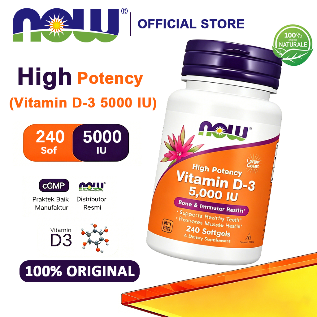 Now High Potency Vitamin D3 5000IU 125mcg Kosher[NEW][100%Impor asli][COD]NOW Foods High Potency Vit