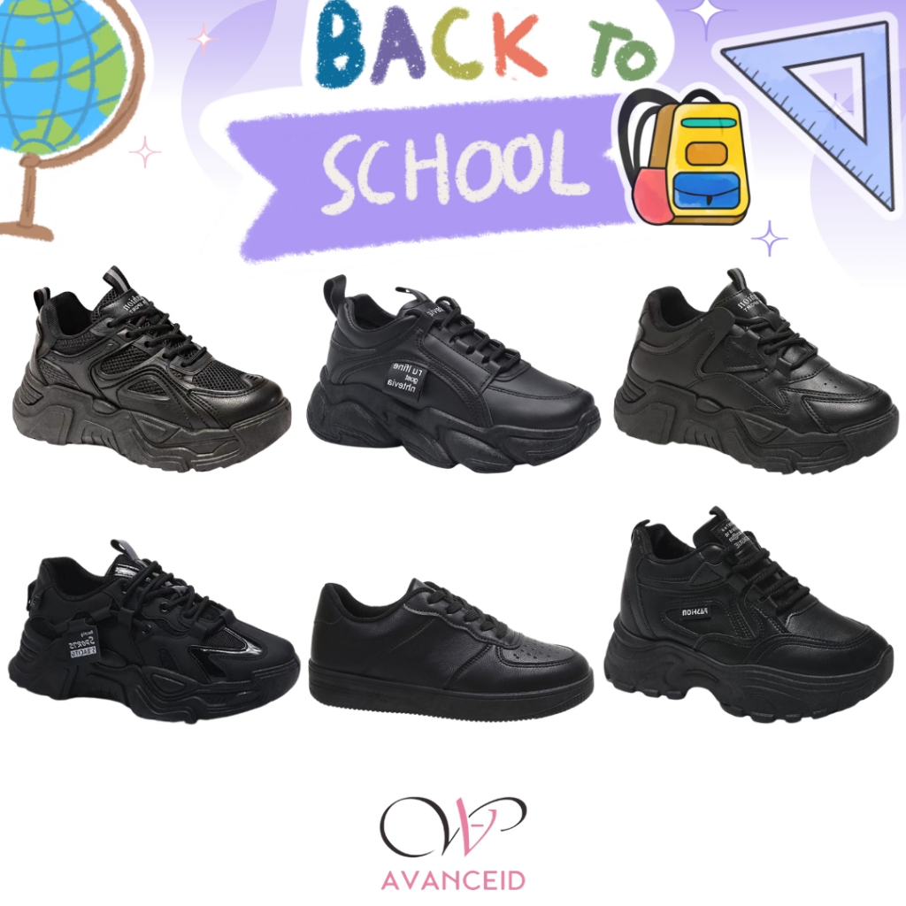 AVANCEID 1973 Sepatu Sneakers Wanita Olahraga Sport Nyala Kegelapan Glow Hitam