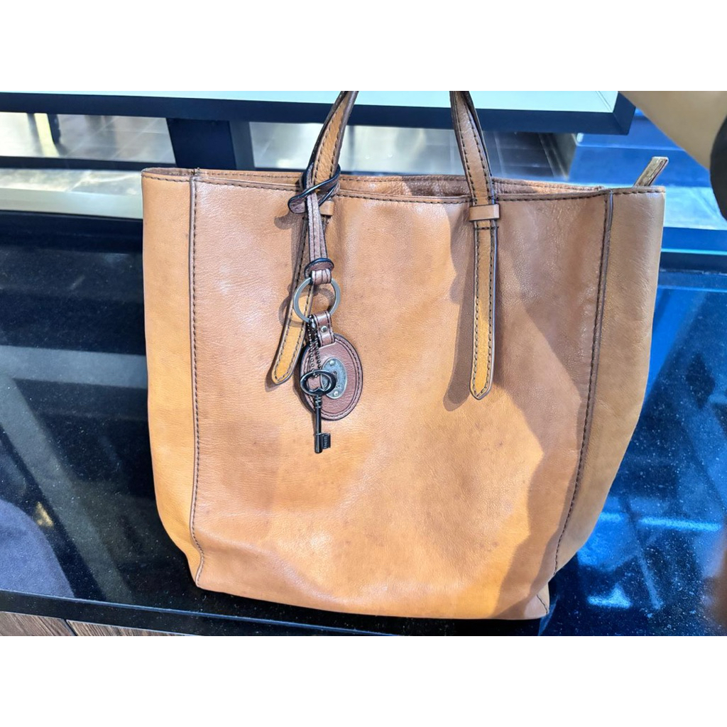 Tas Preloved Fossil Kulit Asli Backpack Tote Bag Wanita Vintage Original Brown Leather Multifungsi
