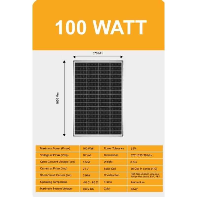 HIMAWARI Solar Panel 100WP Polycrystalline High Quality 1000X670X30MM