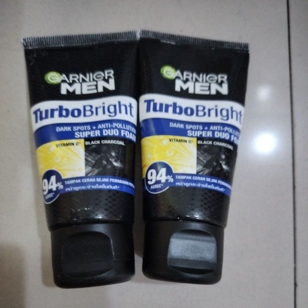 Garnier men Turbo bright super duo foam 50 ML x 2 pcs= 100 pcs ( promo )