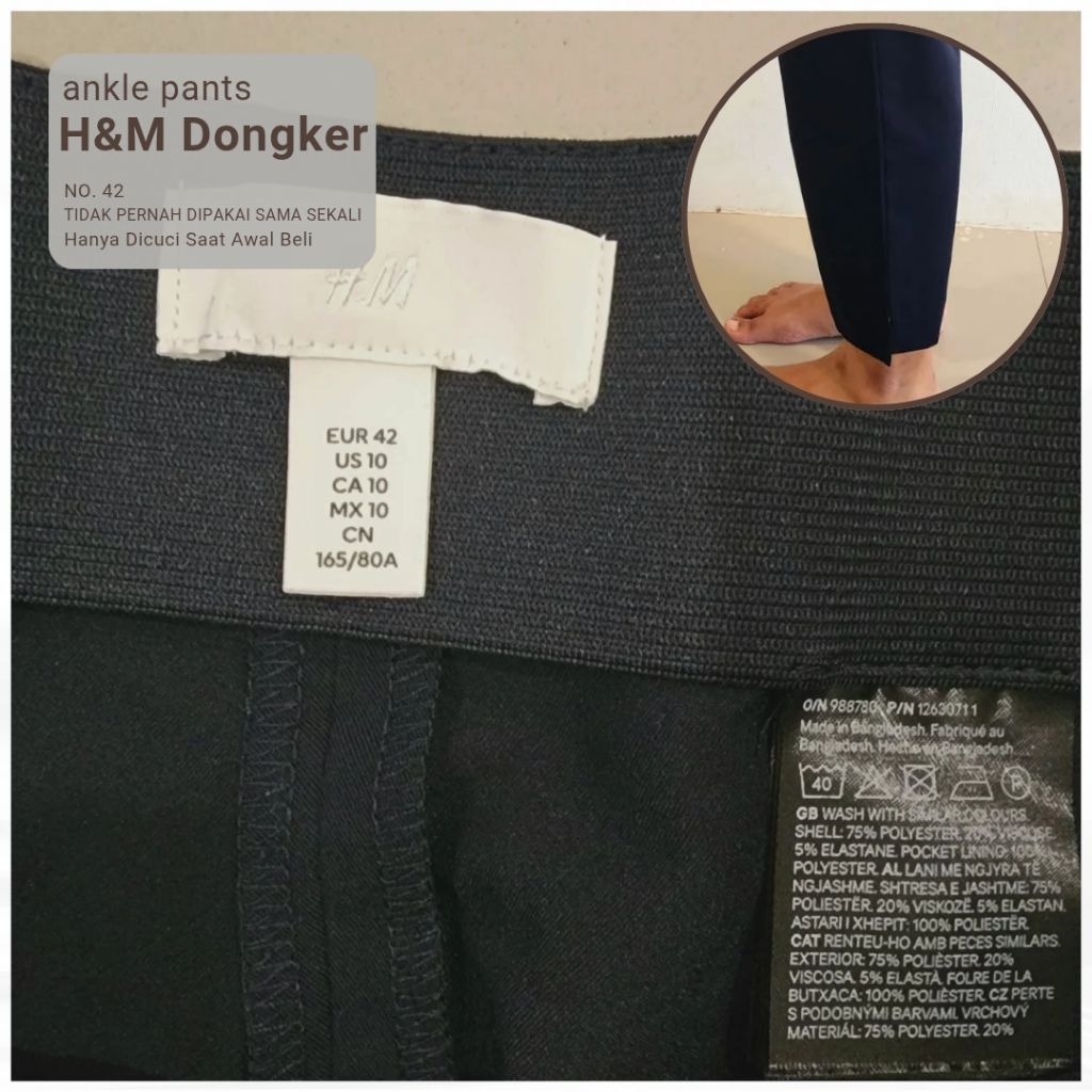 ANKLE PANTS H&M BIRU DONGKER