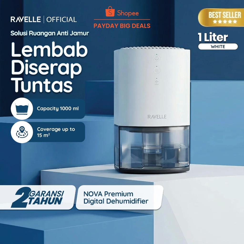 Ravelle Dehumidifier Nova Digital  Premium 1L - Serap Air Penyerap Kelembapan Udara