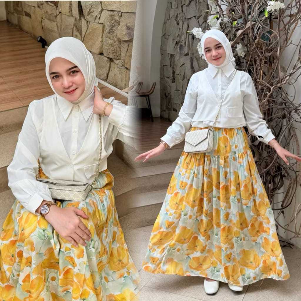 ROK FLORAL MOTIF BUNGA POLKA / FLORAL SKIRT / ROK MOTIF BUNGA KOREAN SKIRT
