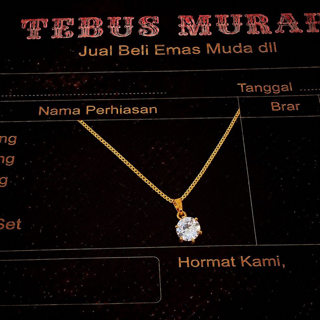 Kalung Itali Liontin Mata Satu Emas Asli 5gram Kadar 875 Ada Surat