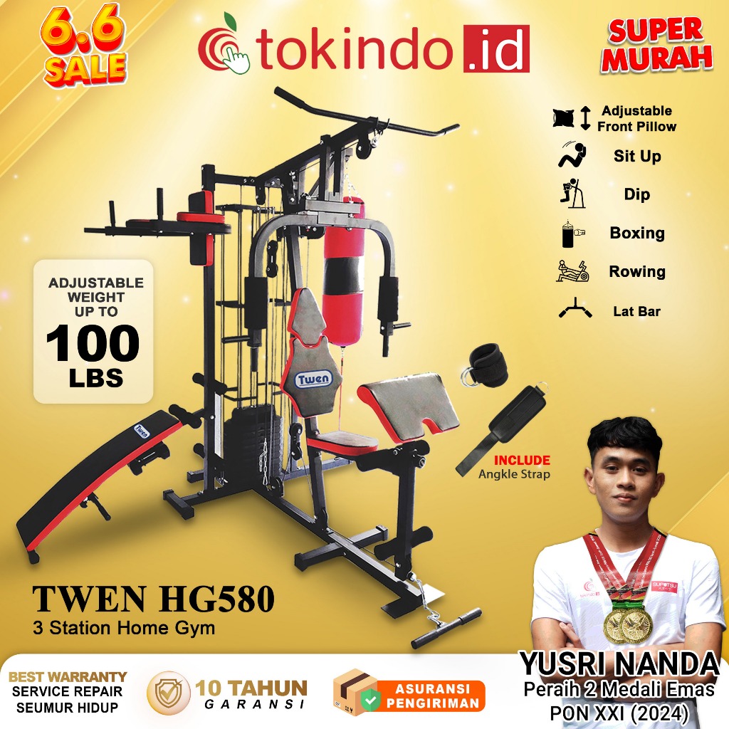 Home Gym Twen HG580 Homegym 3 Sisi Alat Olahraga Alat Gym Set Alat Fitnes Leg Press