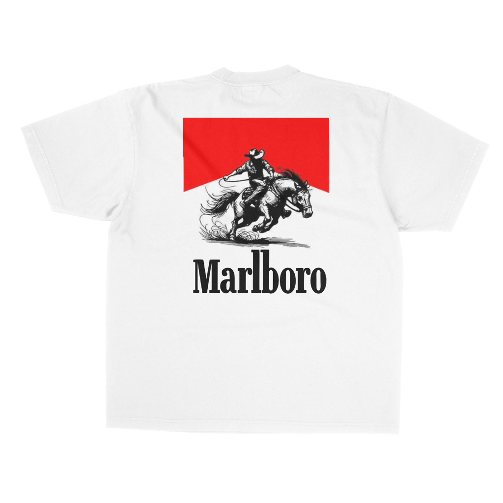 MARLBORO - (Marlboro Cowboy Ride) Vintage white Tshirt / Baju Kaos Oversize HaevyWeight 24s 180+GSM