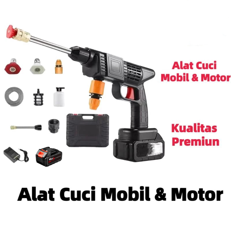 Mesin Cuci Mobil 48V Cordless High Pressure Jet Cleaner Alat Cuci Motor AC Rumah Taman COD