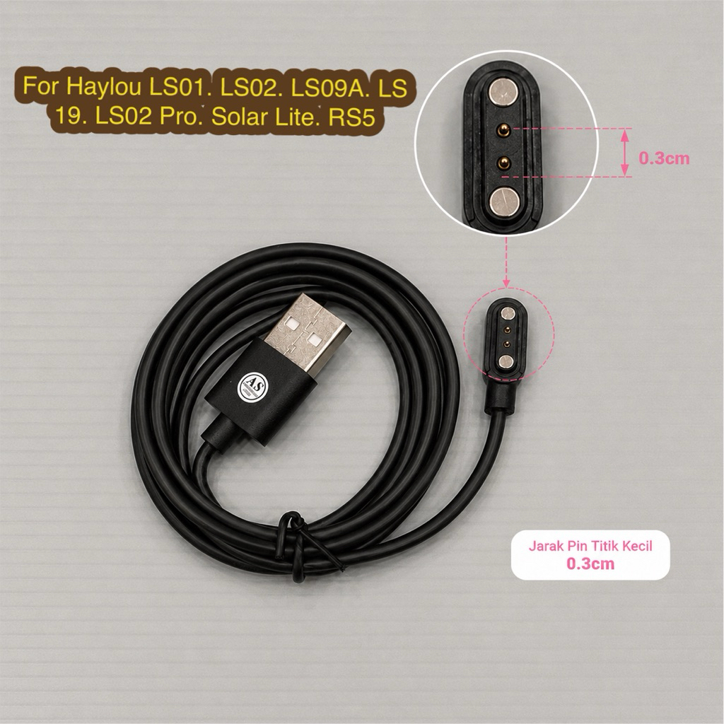Kabel USB Charger Smart Watch Haylou LS01 / LS02 / LS02 PRO / LS09A / LS02 Pro / Solar Lite / RS5 LS