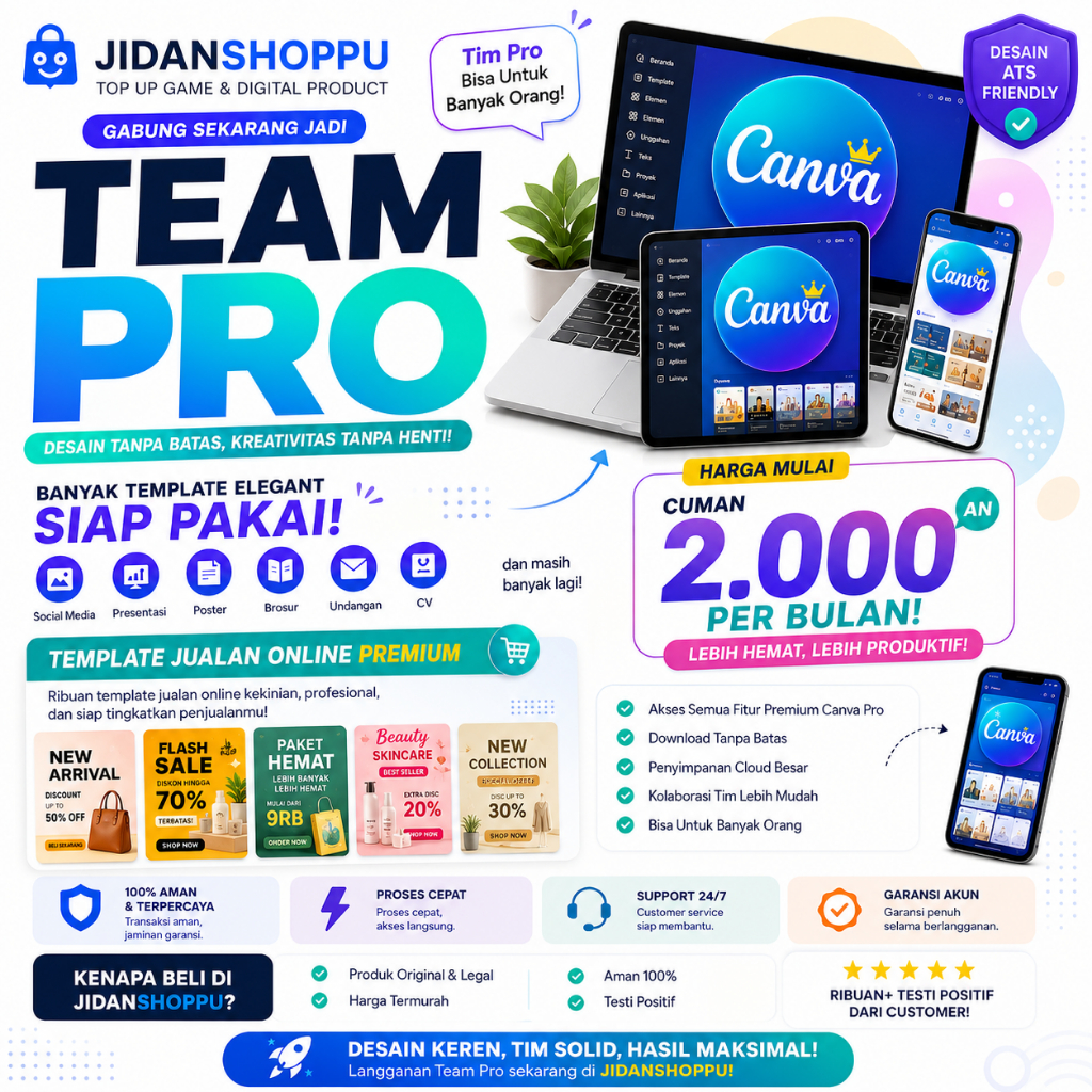 [CCC] TEAM PRO 75.000++ ‼️CANVA ‼️TEMPLATE KEREN DAN PROFESSIONAL UNLOCK ALL FEATURE BY JIDANSHOPPU