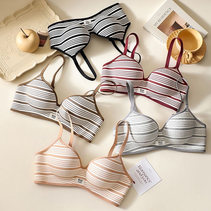 TF Pakaian Dalam Bra Wanita Gossky Tanpa Kawat Motif Garis Busa Tipis Sporty Casual BRA113
