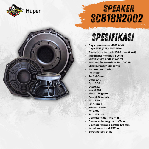 BREWOG HUPER KOMPONEN SPEAKER SCB18H2002