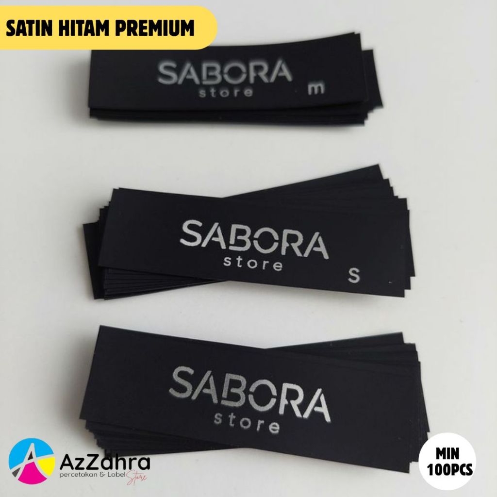 PAKET HEMAT (isi 100pcs)satin hitam satin hitam premium label satin hitam label pakaian label kerah