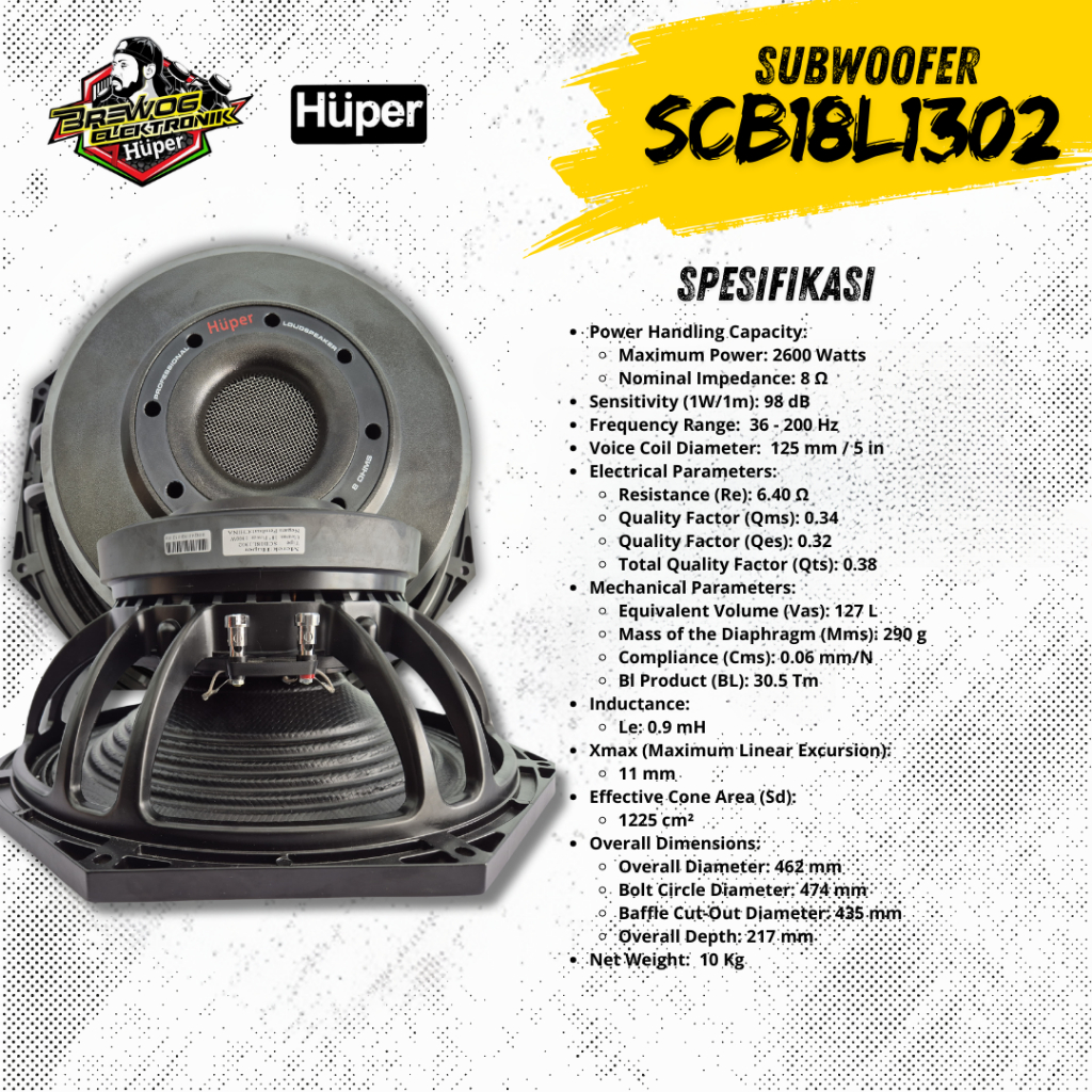 BREWOG HUPER KOMPONEN SPEAKER SCB18L1302