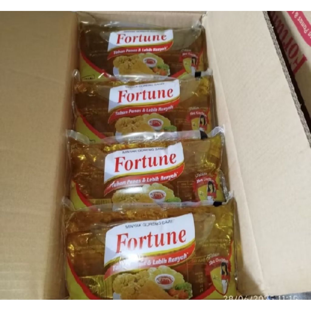 1 Dus Minyak Goreng Fortune Bantal 1 Liter isi 12 Pcs Ready COD