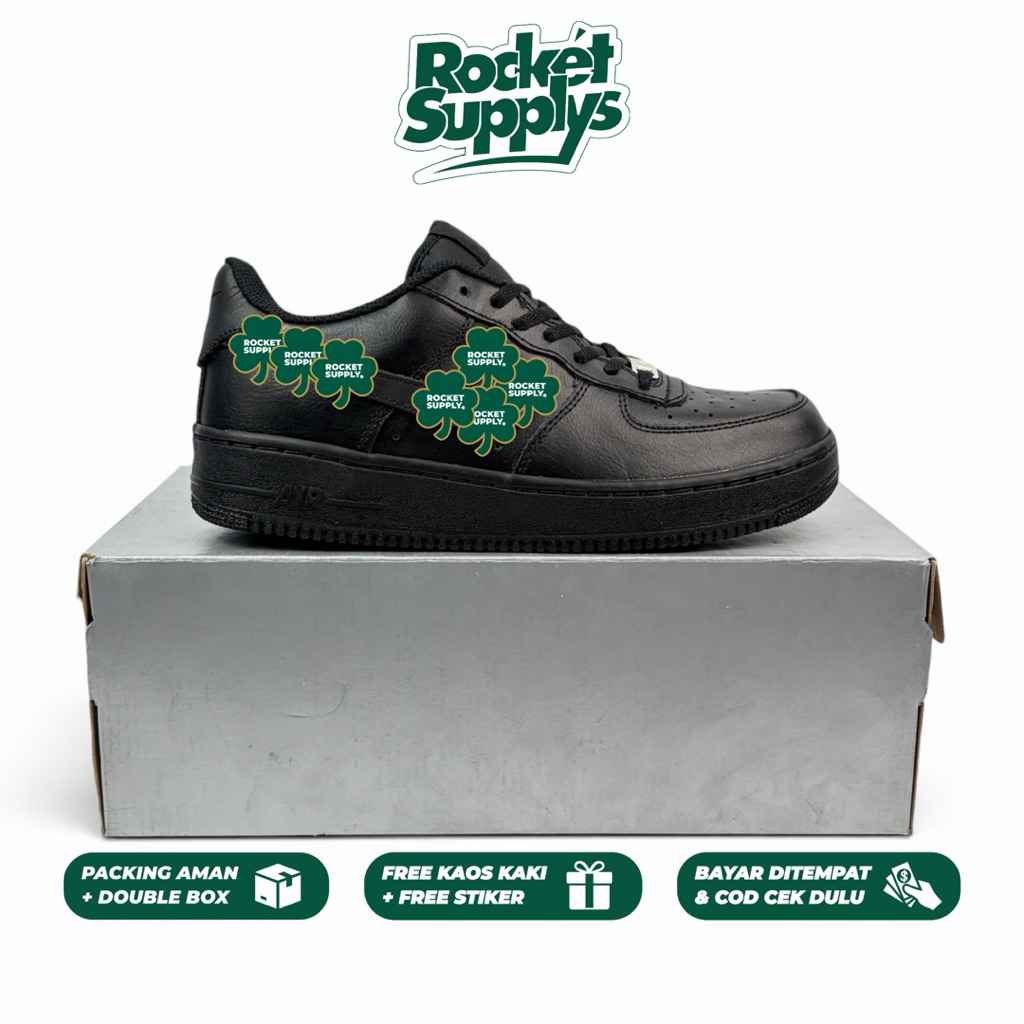 Sepatu Sneakers Pria Wanita / Sepatu Sekolah / AF 1 Full Black - 100% Baru