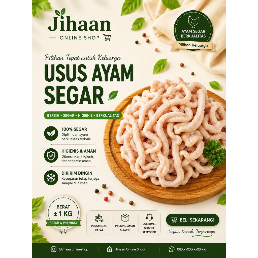 Usus Ayam Mentah - Segar, Halal, Berkualitas