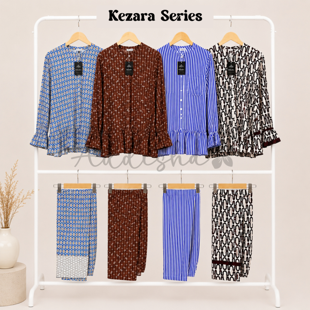 ADDISHA Set Rayon Setelan Baju Muslim Kekinian Piyama Baju Tidur - Kezara