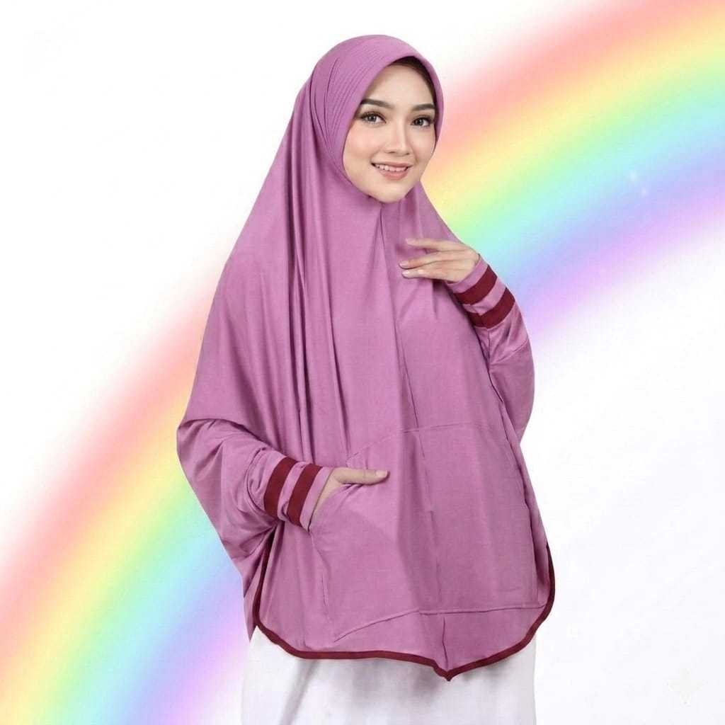 Jilbab Lengan Saku Tangan Panjang Hijab Syari Jumbo Khimar Jersey Nyaman Murah Kerudung Muslim