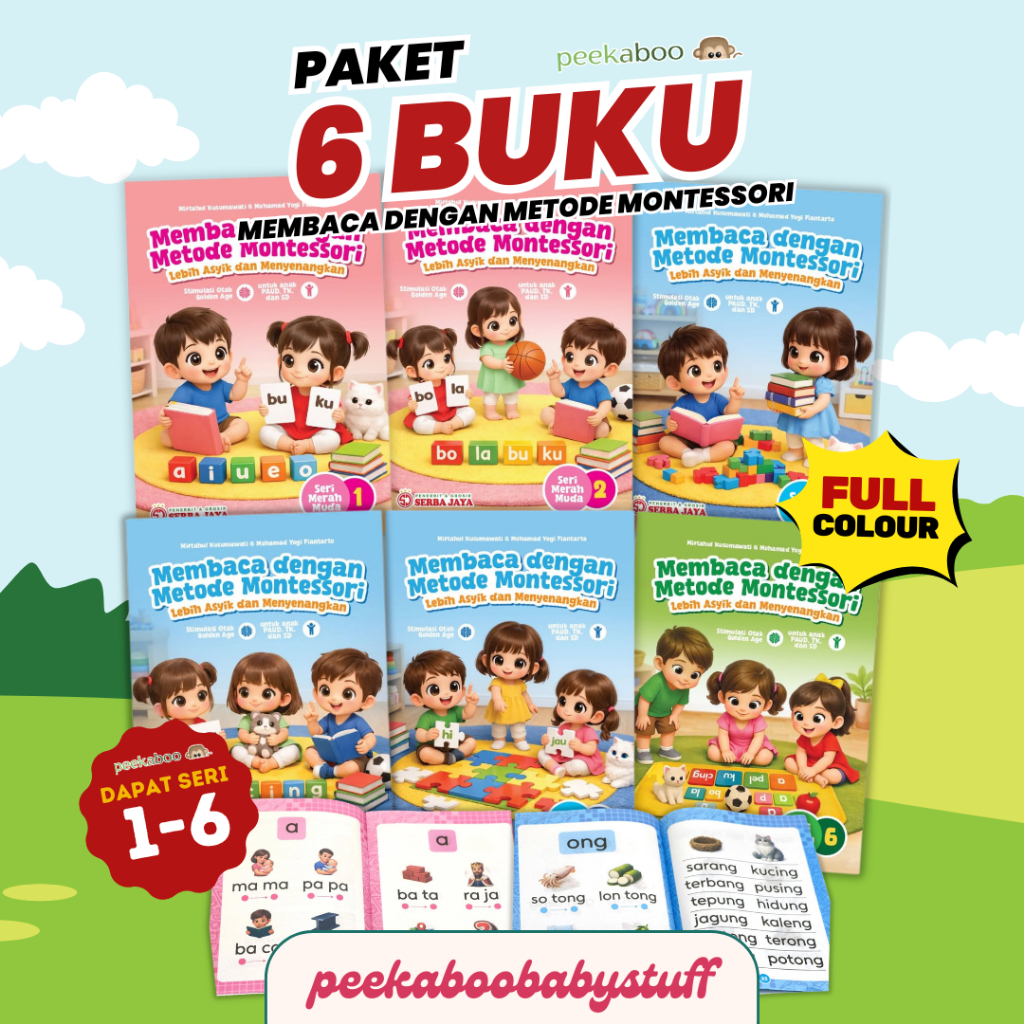 PAKET 6 BUKU LATIHAN MEMBACA DENGAN MONTESSORI ANAK PAUD TK SD