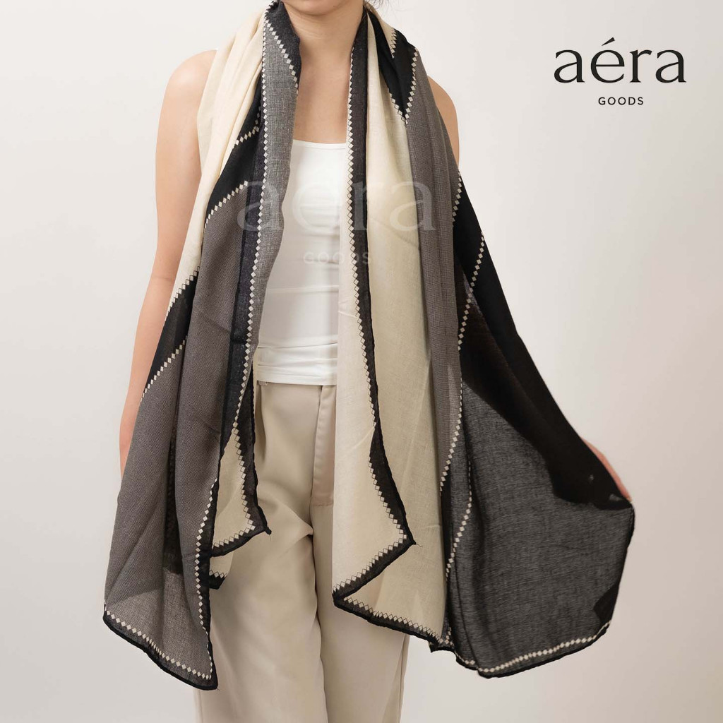 AERA Syal Motif Hitam Putih Pashmina Hijab Monochrome SYL 118