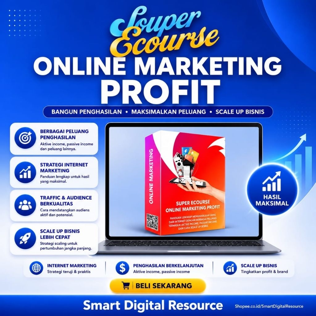 SUPER ECOURSE ONLINE MARKETING PROFIT  TUTORIAL DIGITAL MARKETING PELUANG USAHA ONLINE INTERNET TOOL