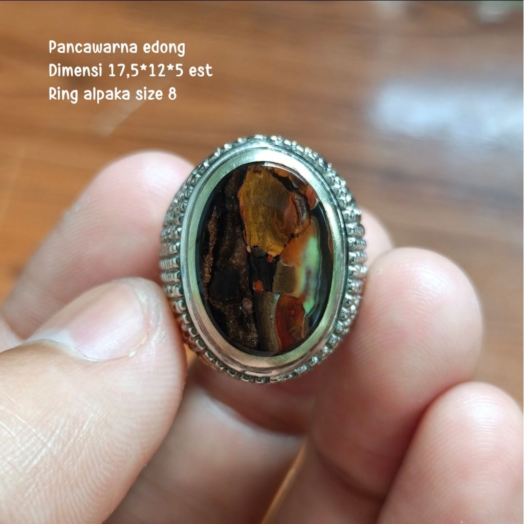(TERMURAH) Cincin Batu Akik Pancawarna Garut Edong Klasik