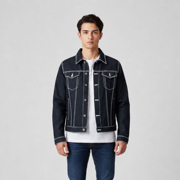 Jaket Vintage Raw Denim Blue Black | Raw Denim Vintage Jacket