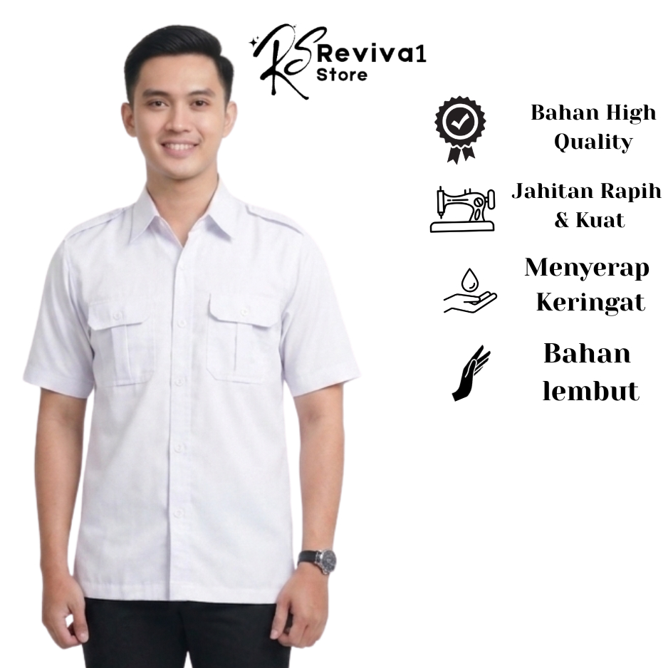 Kemeja Putih ASN Baju PDH Pegawai Negeri Sipil/PNS Baju Putih Atasan PNS Pria