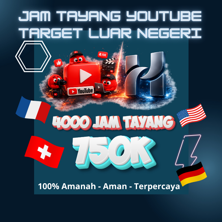 4000 JT YouTube Target Luar negeri (BERGARANSI + PERMANEN)